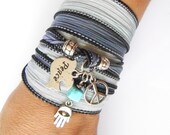 Peace Wrap silk bracelet Hamsa hand of Fatima good luck charms Peace on earth bohemian bracelet Yoga jewelry Birthday gift  idea under 30