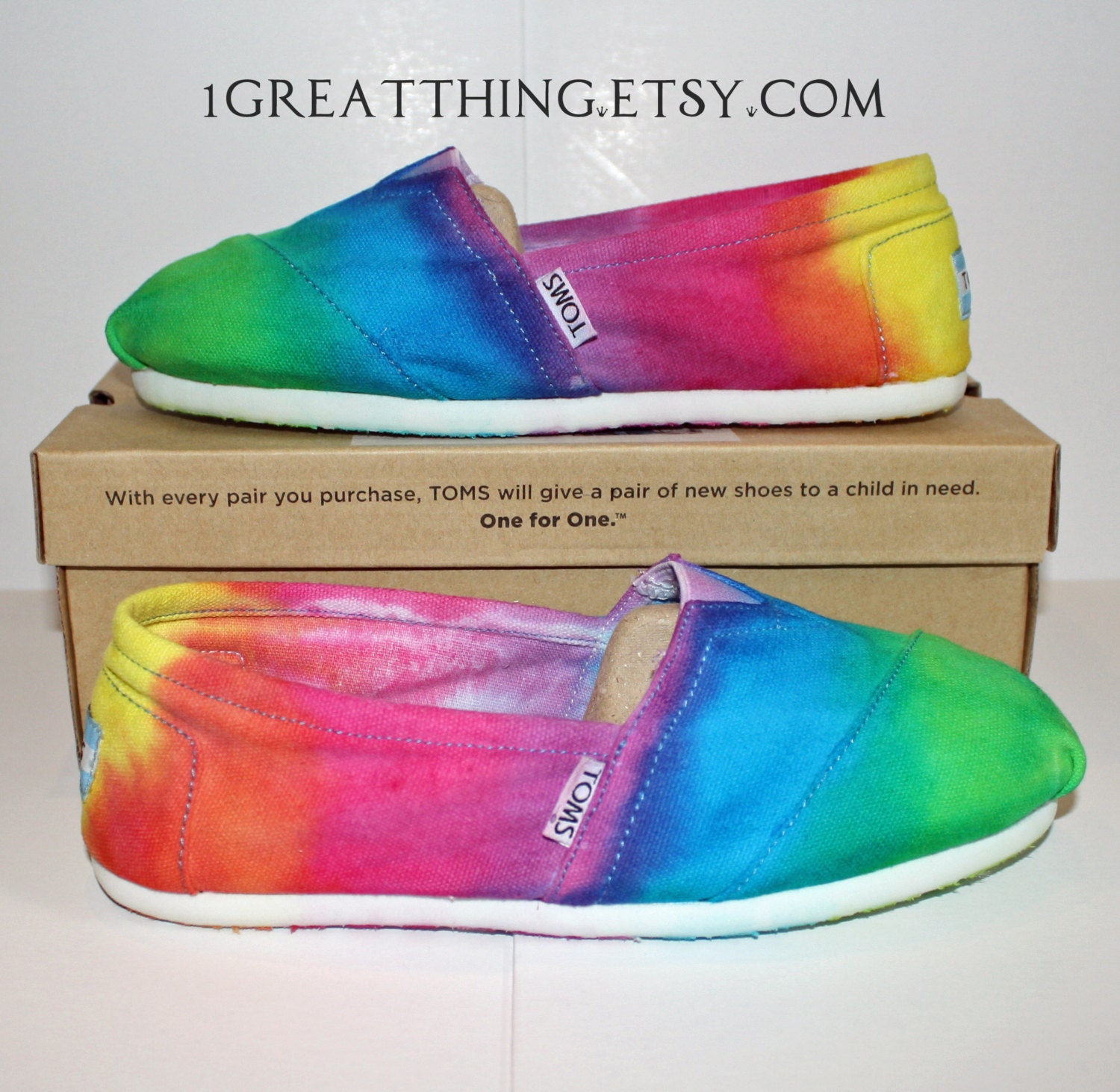 TOMS Tie Dye Shoes  - Bright colors - hand dyed and custom made by One Great Thing :)