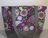 Purple Paisley Cotton Tote Bag - Bridesmaids Tote - Everyday Bag