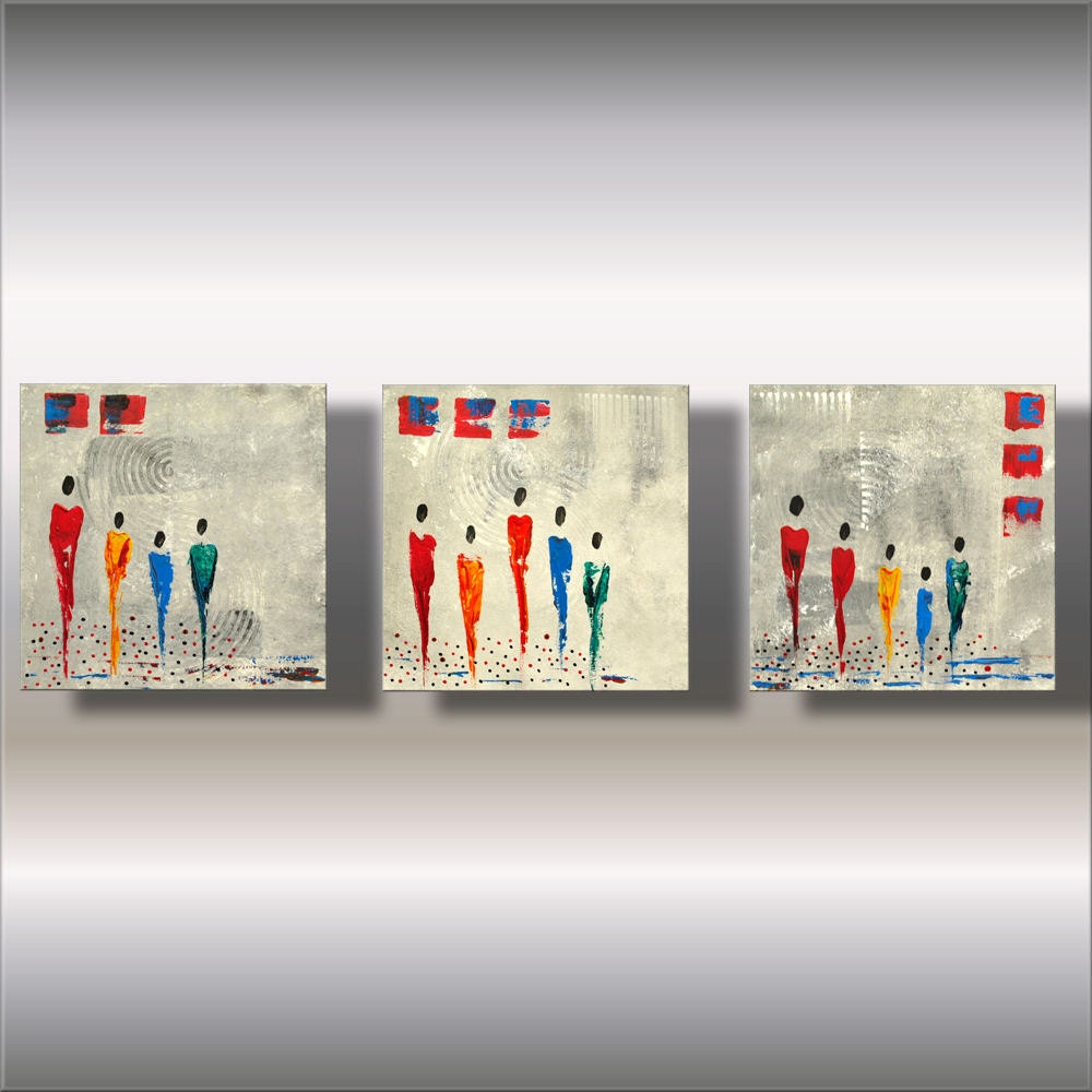 Modern Abstract Original PAINTING Contemporary Textured Fine ART multicolored paintings 48 x 16 x 2,4" by Ettis Gallery