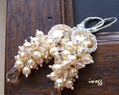 Wedding, Jewelry, Handmade, Bridal, Golden, Silver, Lacy, Dangle, Original, Earrings, For Her, Unique Jewelry, Drop, Bridemaid