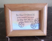 Framed Watercolor Mixed Media Original Gift OOAK Mahatma GHANDI Inspirational Art Feng Shui Wealth