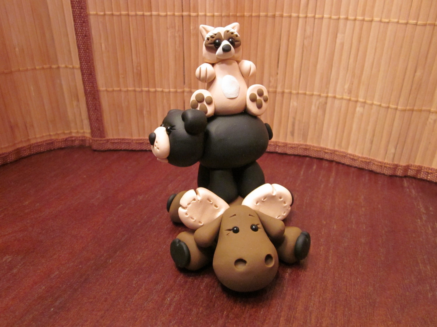 Handmade Polymer Clay Forest Animal Stack cake topper/ figurine
