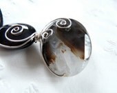 Black Wire Wrapped Stone Pendant Onyx Agate Handmade Wire Wrapped Jewelry