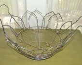 Vintage Metal Basket. Farmhouse Egg Basket with Flower Design. Garden. Wire Caddy. Silverware, Tabletop, Craft Caddy.