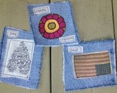 hippie jean patches//sew on patches//fabric collage patch//jean patch