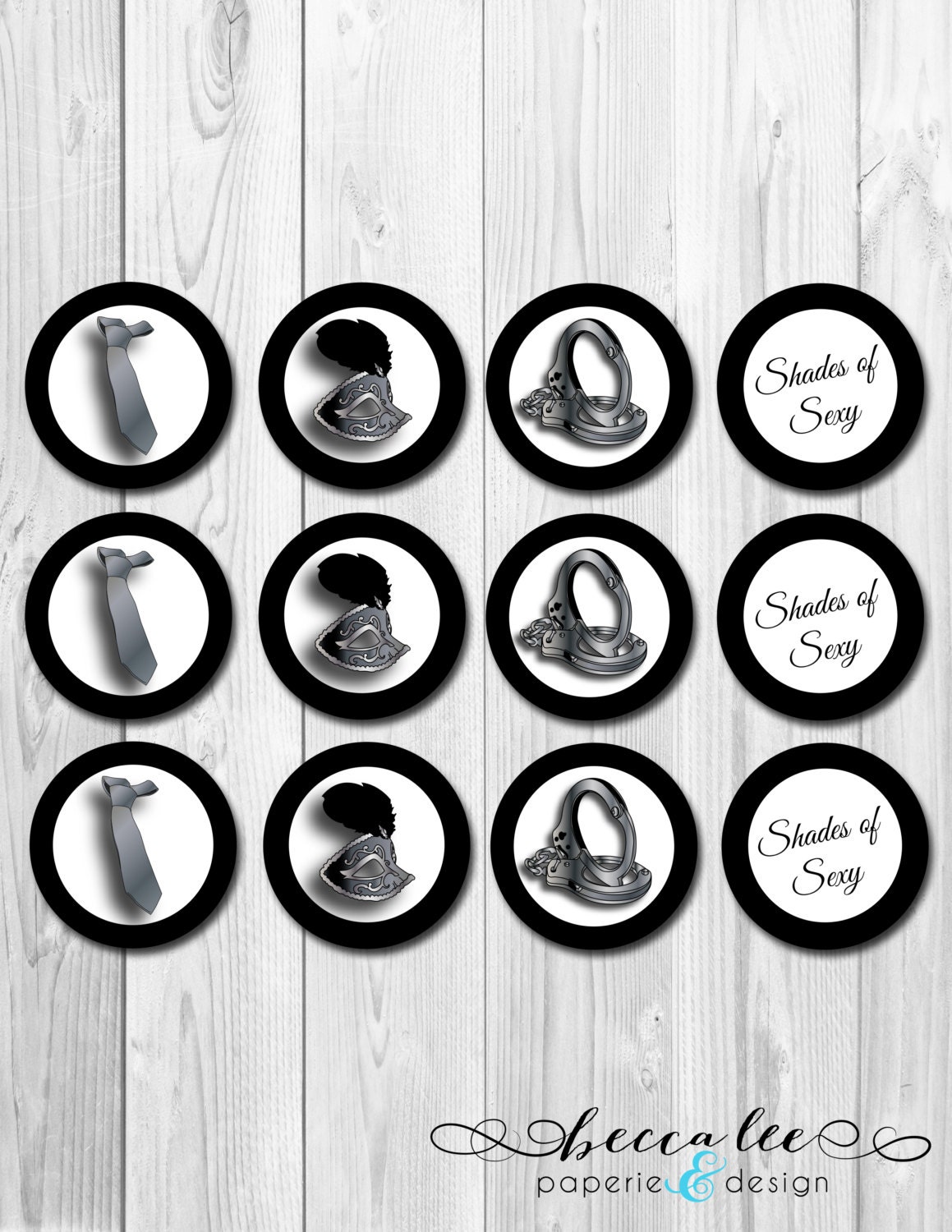 INSTANT DOWNLOAD - Cupcake Toppers - Shades of Sexy Theme - DIY - Printable Il_170x135