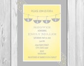 Hanging Umbrellas Baby Shower Invitation - Yellow and Grey - DIY - Printable Il_170x135