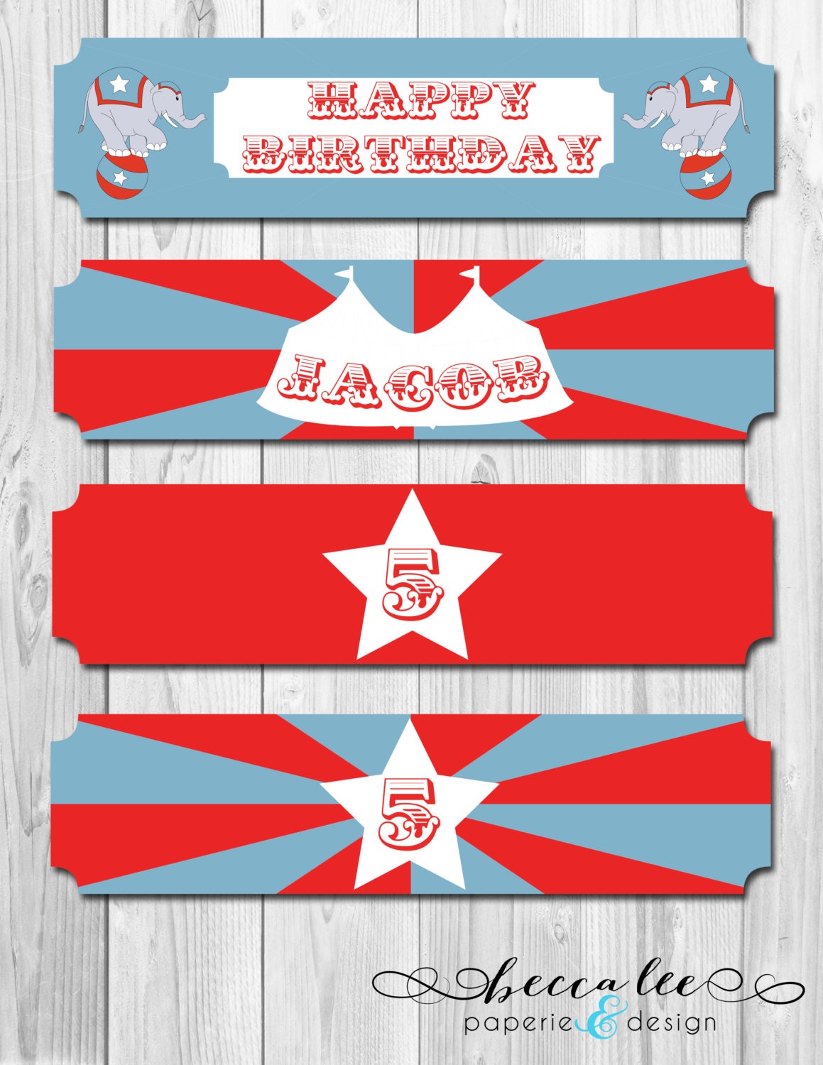 Circus Theme Water Bottle Labels - DIY - Printable Il_570xn