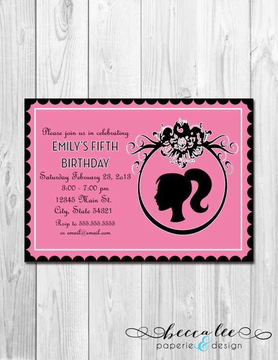 Barbie Inspired Birthday Invitation - DIY - Printable Il_570xn
