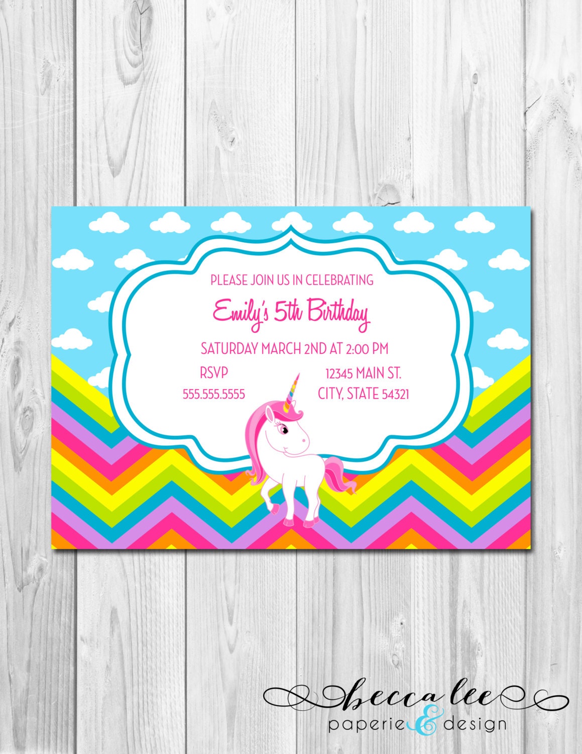 Rainbow Unicorn Party Invitation - DIY - Printable Il_570xn