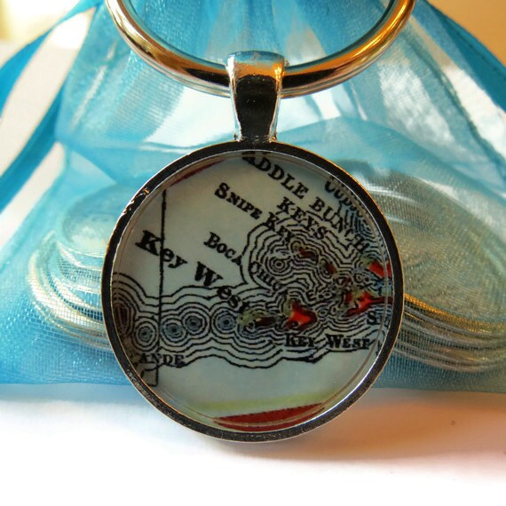 Custom Key West Map Keychain, personalized keychains make great gifts for men and women