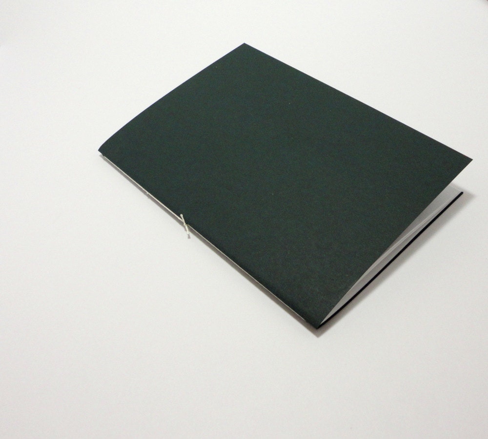 Recycled 5 x 7 Blank Notebook Journal Sewn Spine - Timber Green Il_170x135