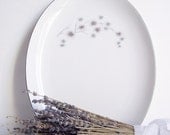 Vintage Platinum Starburst Platter Fine China Japan Entertaining Serving Housewares Home Decor