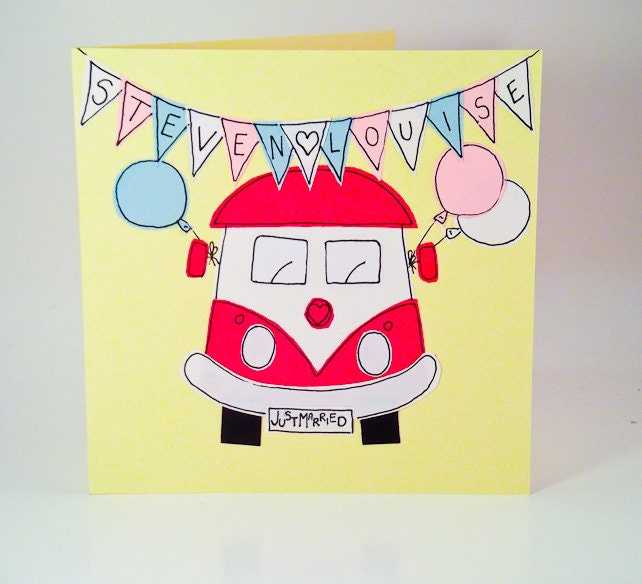 Greeting Card - Wedding Card - Couple Card - Personalised Camper Van Handmade Greeting Card