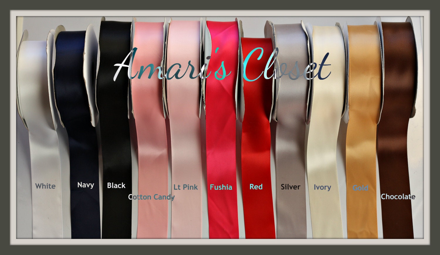 Double Sided  Satin Ribbon - You Choose Colors -- Perfect for Bridal Sash, Tutus, Hair Ribbon, Headbands