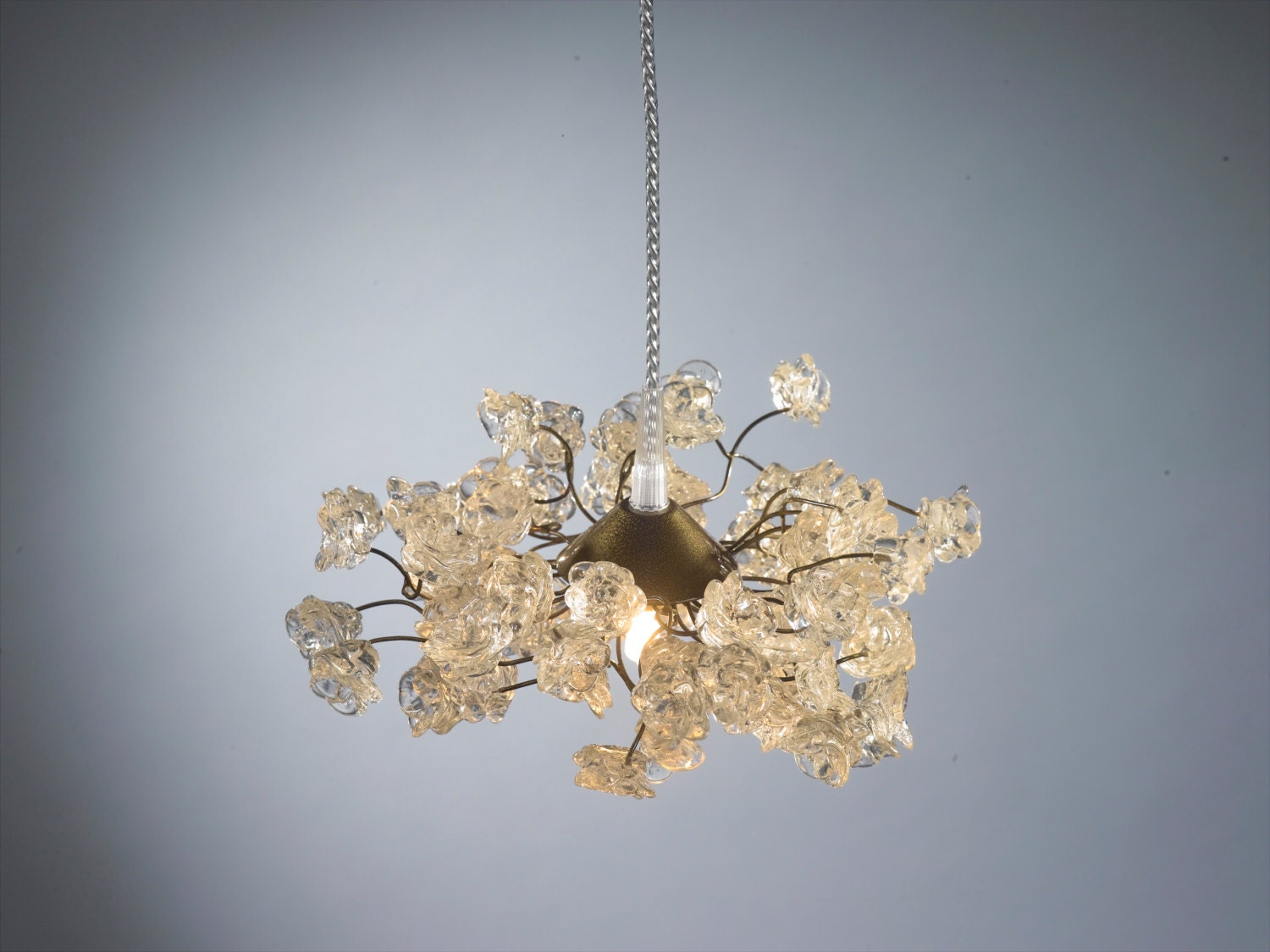 transpernt color flowers , hanging chandelier