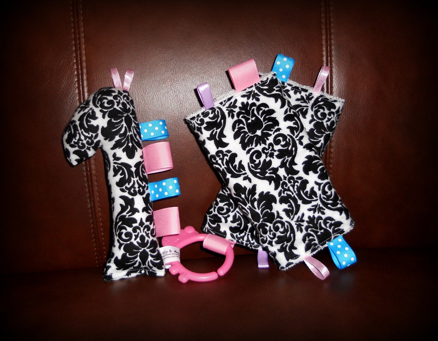 Babywearing Drool Teething Pads & Ribbon Rattle Coordinating Set // PERFECT babywearing gift //