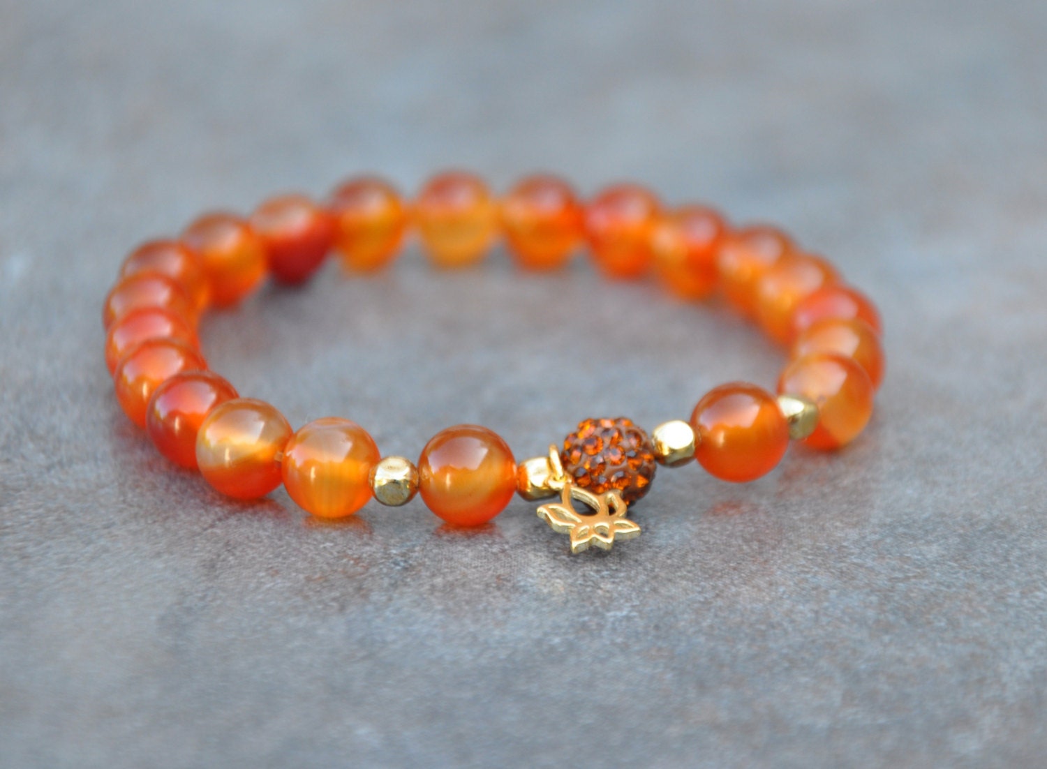 Energy Red Agate beads, Lotus harm, Beaded Bracelet , Yoga Bracelet, Healing Gemstone, Chakra