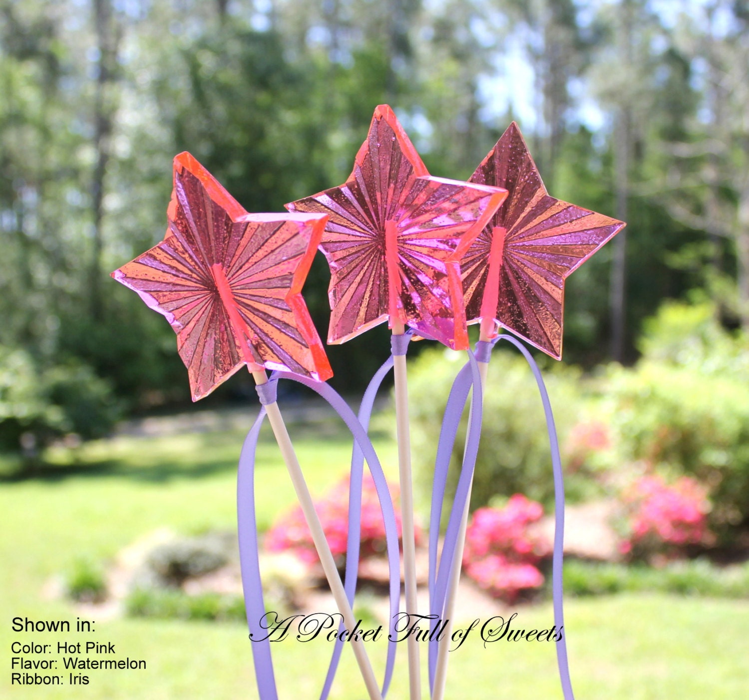 STAR WANDS Party Favors Barley Sugar Hard Candy Lollipops Suckers Fairy Pinkalicious Party
