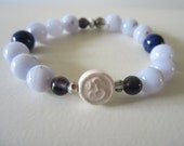 Blue Lace Agate and Iolite Ohm Stretch Bead Bracelet