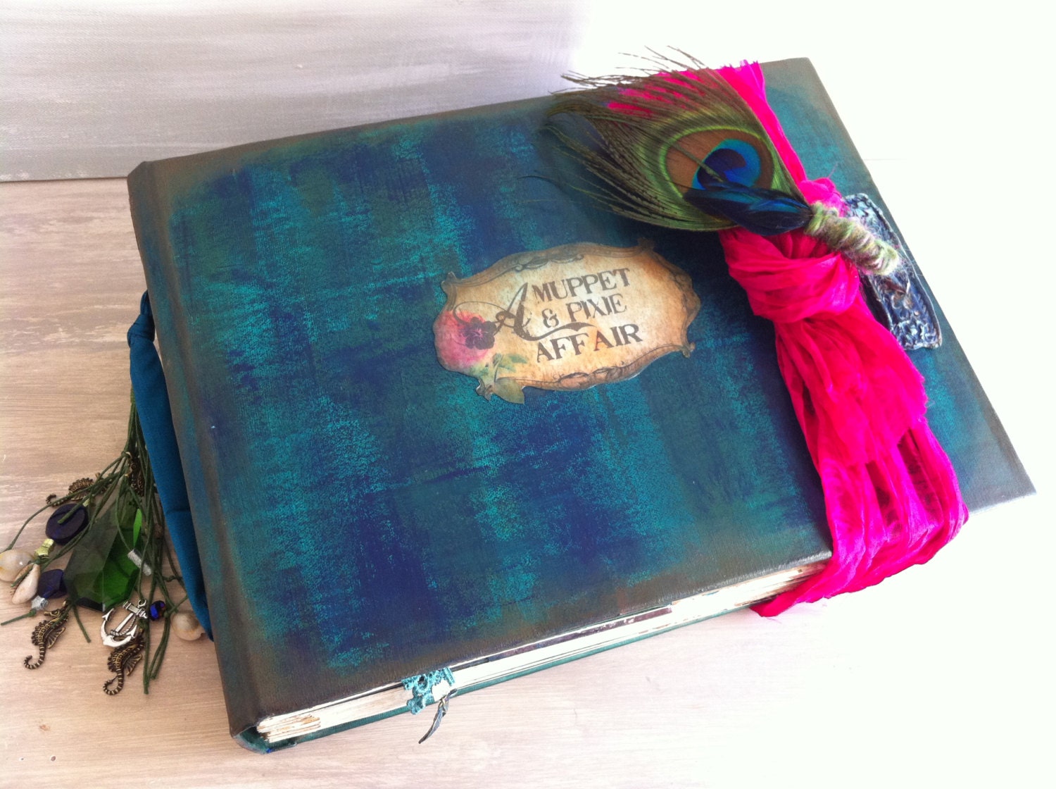 Rustic Peacock Beach Tropical Wedding Album 10X8 INCH Wedding Scrapbook
