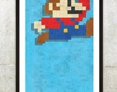 Retro NES Mario inspired print 11X17"