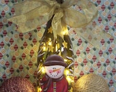 Hand Painted Christmas Winter Lighted Snowman Wine Bottle Lamp...Christmas Decor...Winter Decor...Holiday Decor