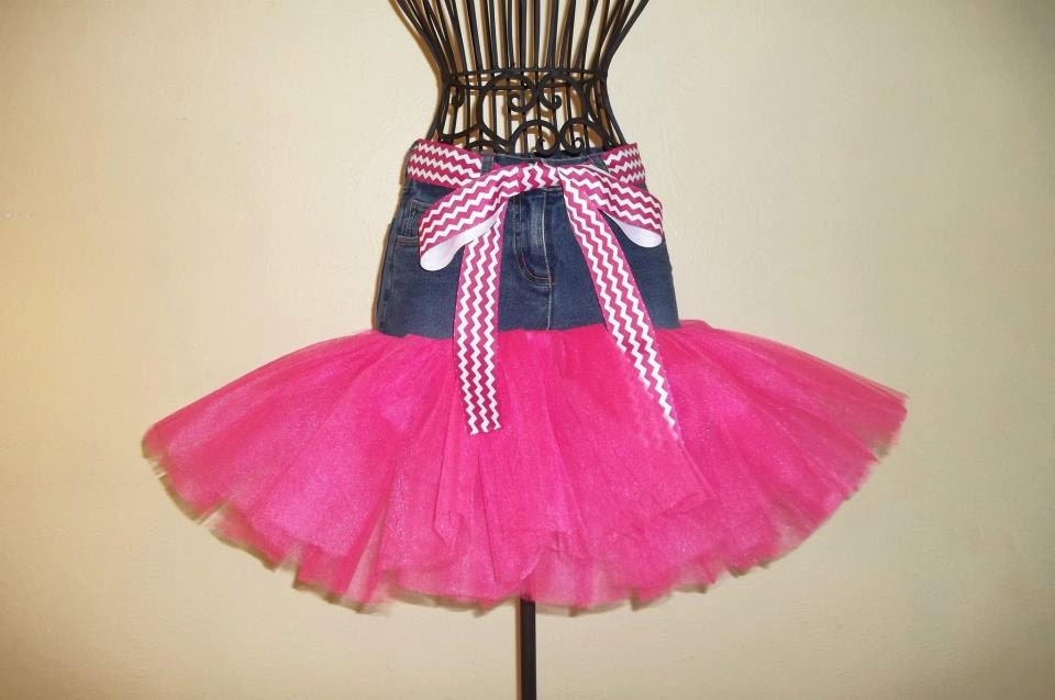 Hot Pink Chevron Denim (Jean)  Tutu