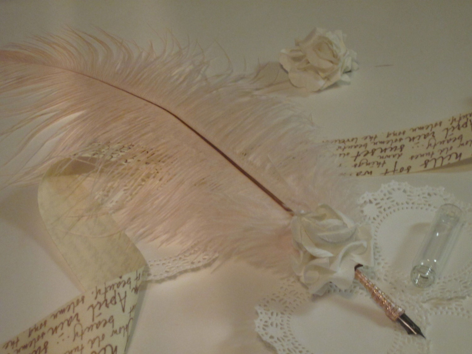 MDAY Sale Pale Pink Quill With Rose