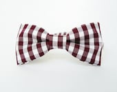 Mens bow tie by Bartek Design - groom wedding classic retro necktie chic handmade gift for him ready to wear - burgundy maroon checkered