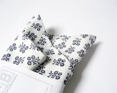 Pocket handkerchief pocket square by BartekDesign - white navy blue flowers wedding grooms chic