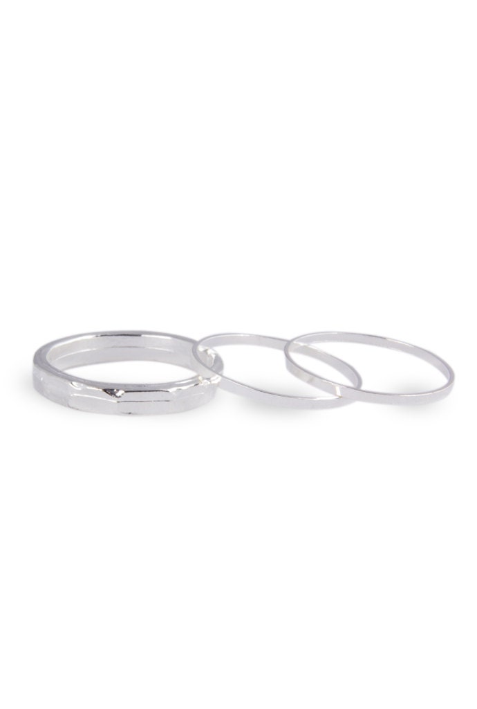 3 Above the Knuckle Silver rings - Z Classic Silver Combo - set of 3 rings stackable midi rings