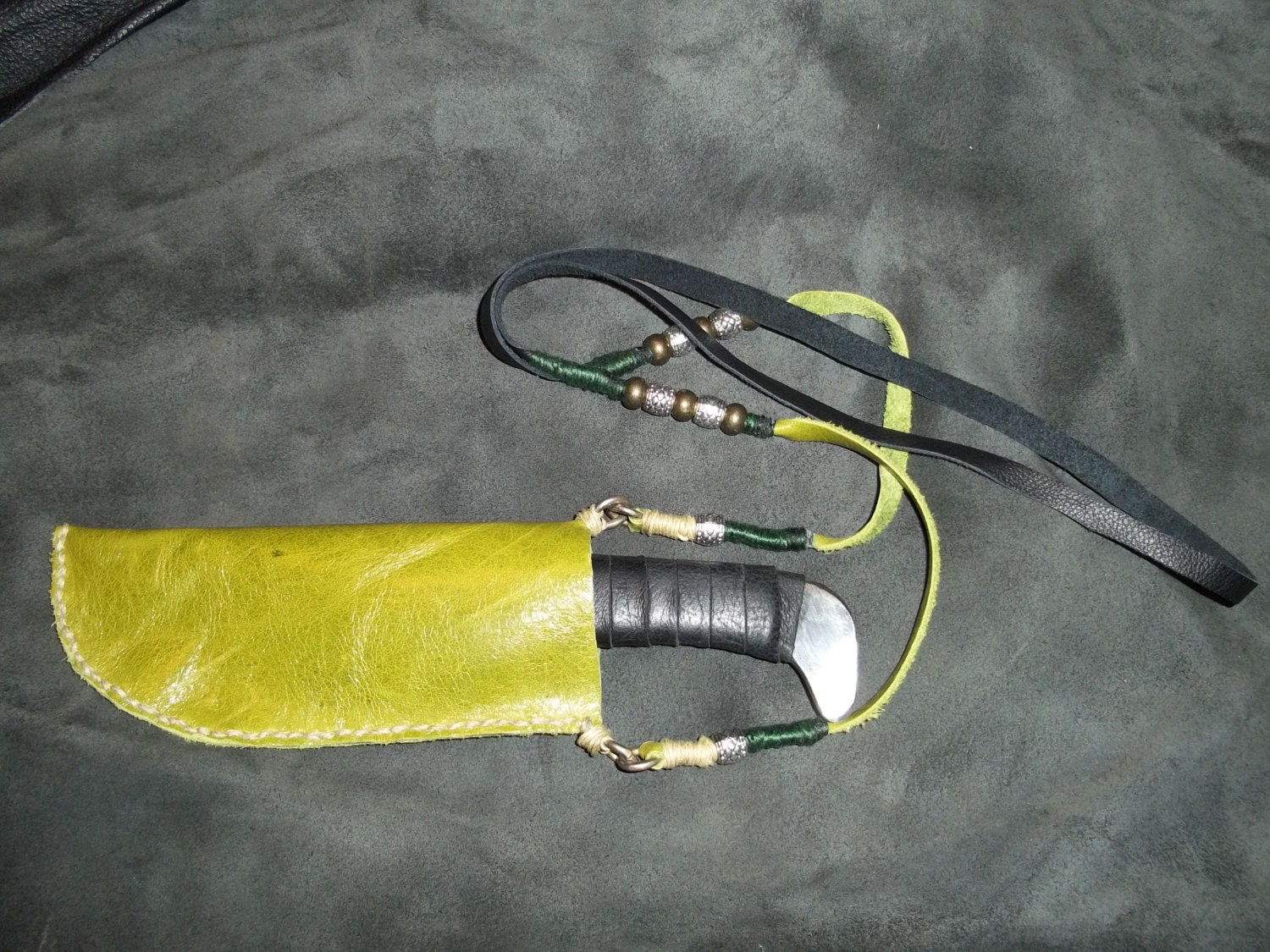 Primitive Knife with Green Sheath