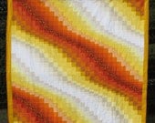 Handmade Queen Size Bed Quilt - Bargello Sunset Waves