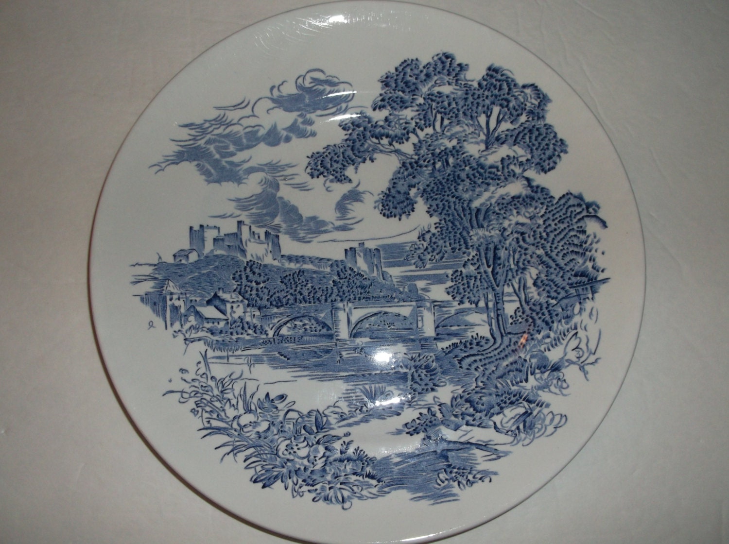 Blue and White Flower Plate by Enoch Wedgwood - Countryside - Made in England Tunstall Ltd