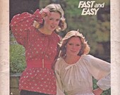Vintage 70s Butterick 4443 Peasant Blouse Pattern