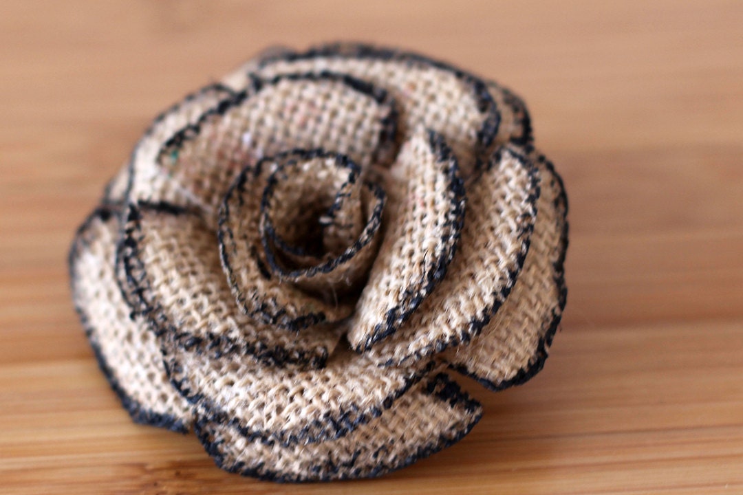 Burlap Flower with color tips, Wedding Decor/floral wedding decoration/burlap rose/flower attachment/Cottage Chic,Rustic,Vintage,Country