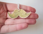 Moustache ginger geometric illustrated shrink plastic necklace.indie quirky design jewellery.