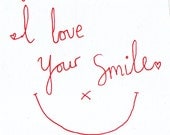 I love your smile typography A4 digital art typographic print.red type smile illustration print.indie typography art print.cute art print.