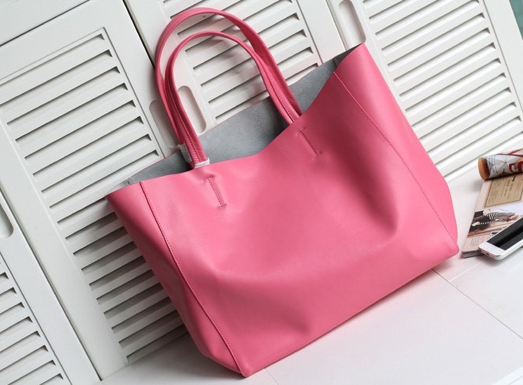 Women Pink Leather Tote Bag-Shopper-computer-Ipad-MacBook Bag - Shoulder -Handbag- Leather Satchel /Briefcase Bag purse/handbags Bags