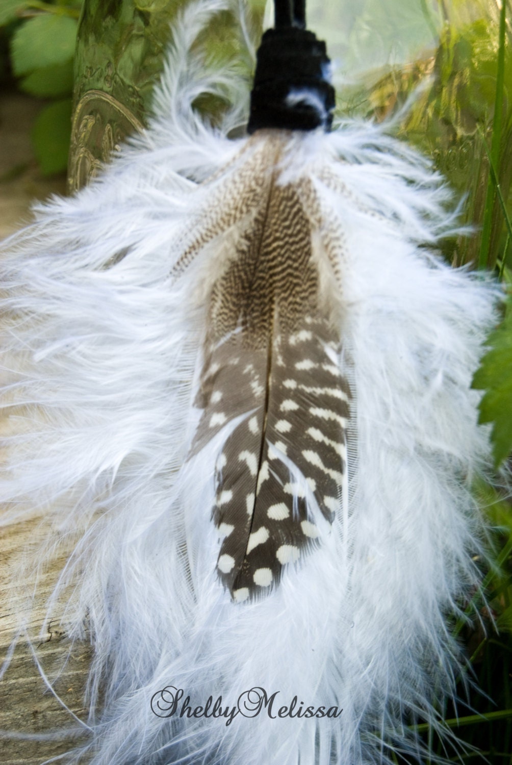 White and Brown Feather Earring.
