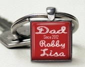 Red Nautical Personalized Dad Keychain Handmade Personalized Key Ring Childrens Names Maritime Rope Design Boating Sailing Dad Gift Boxed