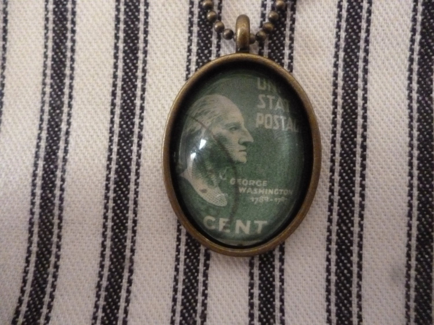 Vintage Postage Stamp Pendant Necklace - George Washington - America - United States - USA - Handmade