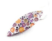minimalist statement necklace pendant silver lavender purple orange