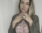 Cocktail Ring, Statement Ring, Declicate, Lace, Ecru, Retro ring, Nostalgia, Romantic Ring by MARIAELA