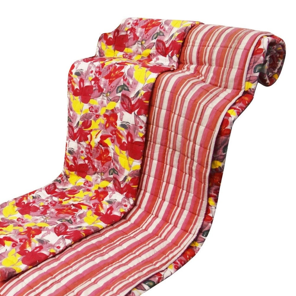 50" x 40" Baby Quilt Handmade Floral Embroidered Bedspread Reversible Gudari Indian Traditional Red Crib Size Ralli - NGQ211