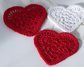 Crochet Hearts Appliques Set of 3 Valentines Day Ornament home decorating