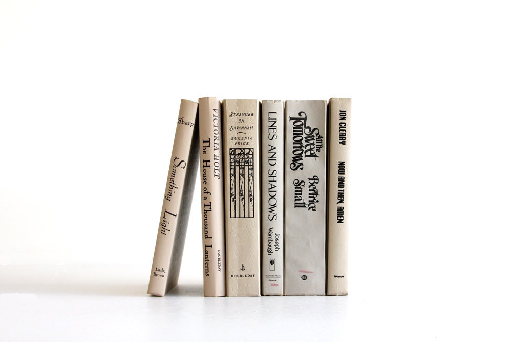 Taupe Book Collection - Decorative Book Decor - Dark Cream Wedding Decor  - Minimalist Home Decor - Soft Spring Decor