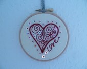 Small Filigree Loveheart Beaded Embroidery 4"